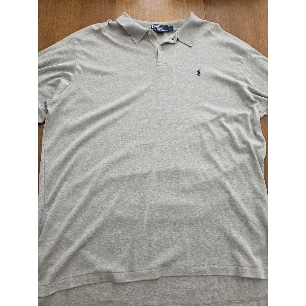 Ralph Lauren Long Sleeve Polo Shirt‎ 2xl Soft Heathered Light Grey Blue Pony